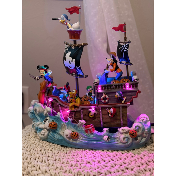 Disney Halloween Animated Pirate Ship Holiday Decor One Size Brown Blue - Picture 6 of 7